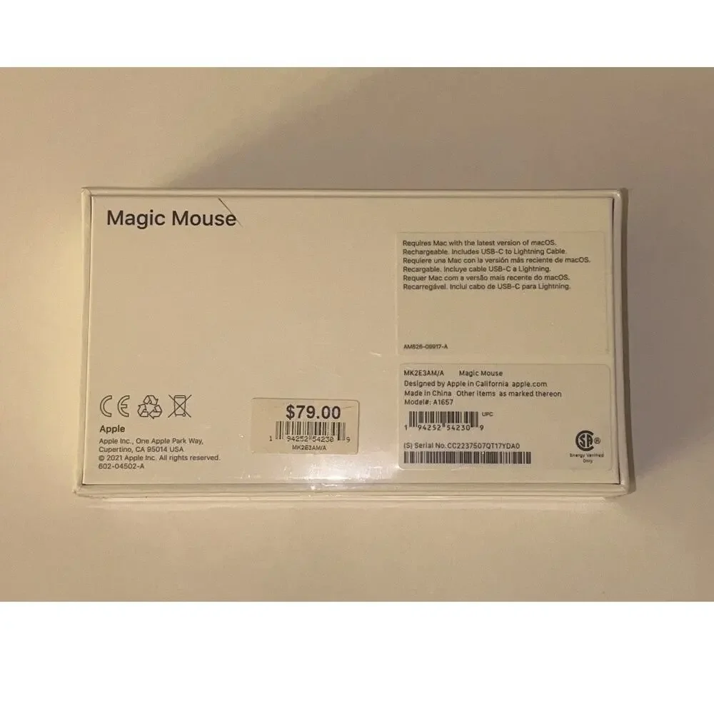 Apple Magic Mouse A1657 White Wireless Multi-Touch New Factory Sealed